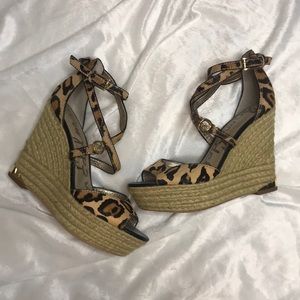Sam Edelman leopard espadrille wedges size 6